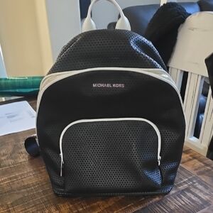 Michael Kors Black and White Perforated Backpack